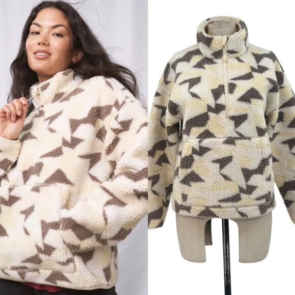 United‎ by Blue Recycled Sherpa Half Zip Pullover Egret Cream Beige Tan Size XS - Picture 12 of 12